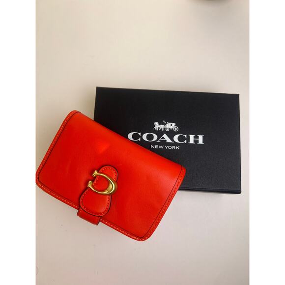 Coach Tabby Wallet In Orange Red Gold Hardware NIB - Picture 1 of 7
